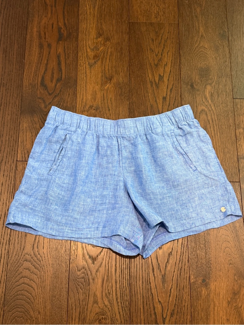 Womens lilly Pulitzer chambray linen shorts preppy coastal large